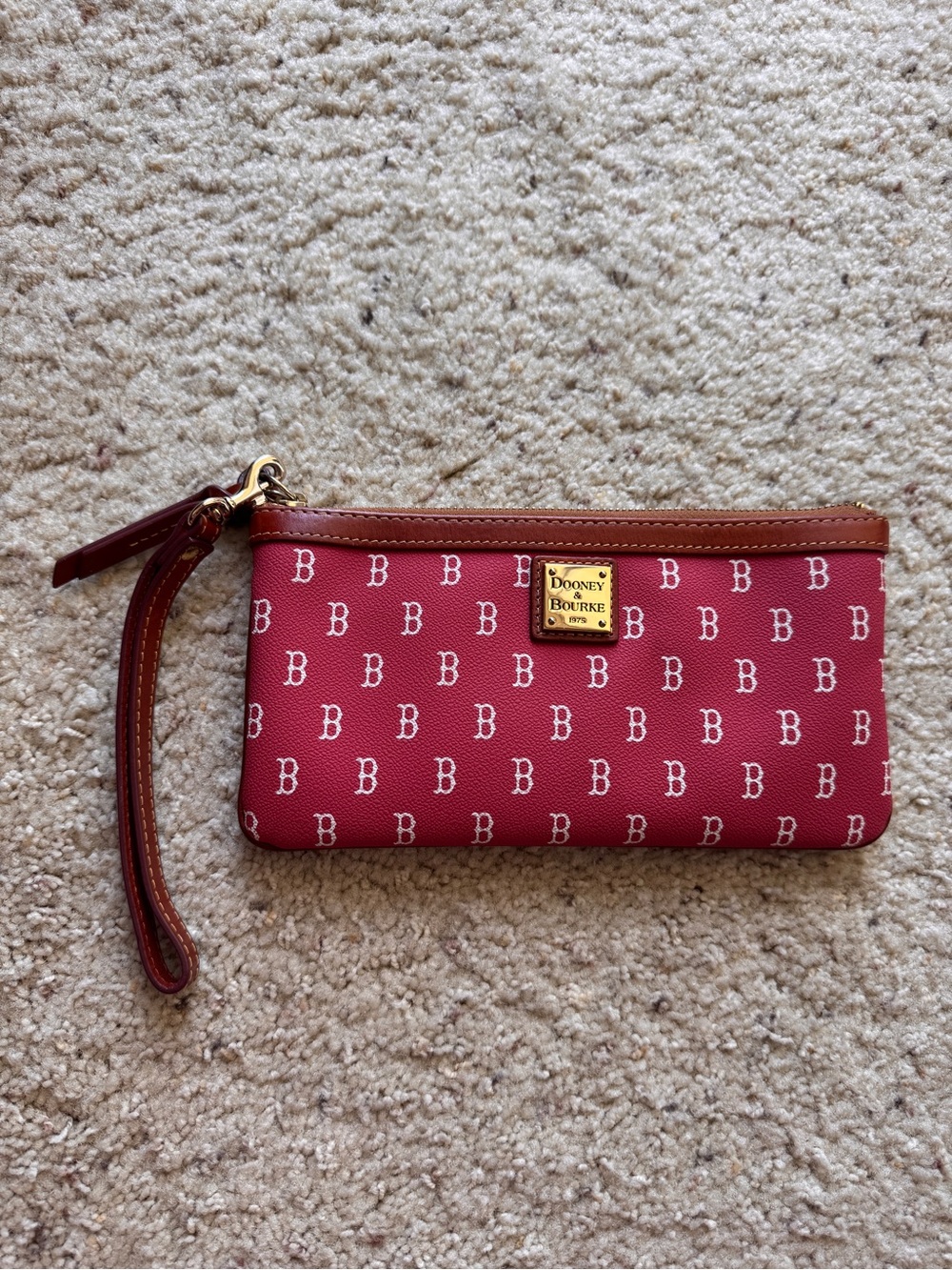Dooney & Bourke Burgundy Signature 'B' Wristlet Clutch
